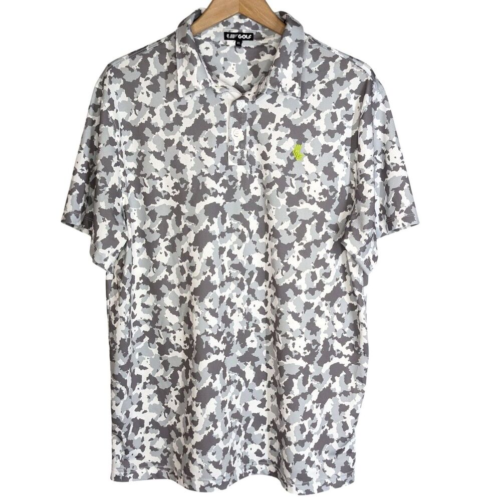 Liv Golf CAMO Polo Shirt Gray White Men's XL  Performance Stretch $85 MSRP